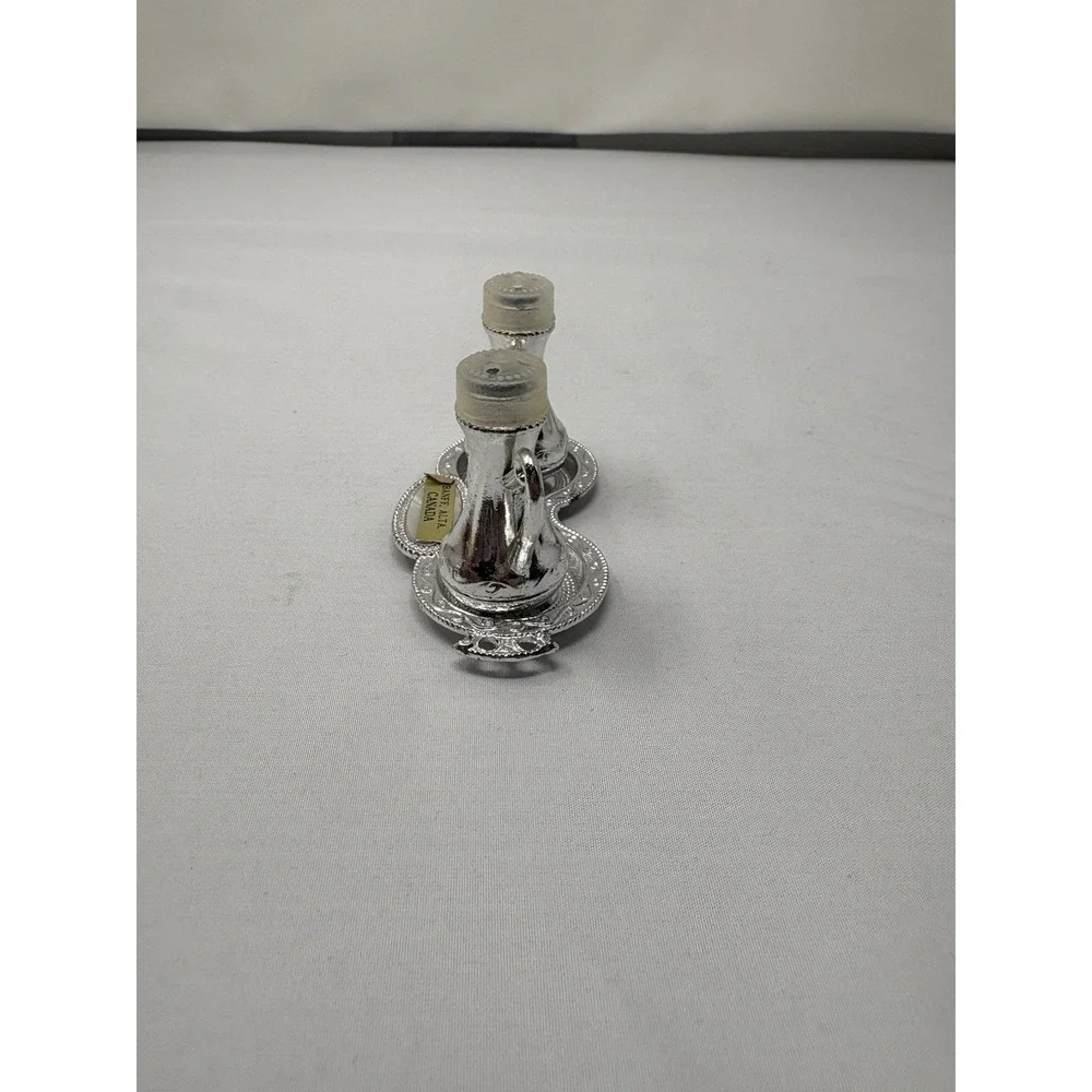 Vintage Silver Teapot Salt and Pepper Shakers with Tray Metal Canada MCM Travel